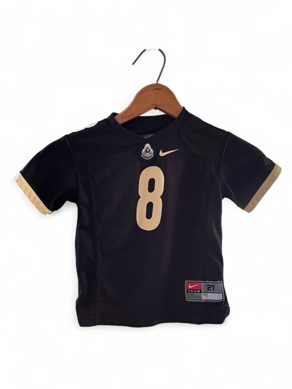 Nike Purdue Boilermakers No. 8 Black Football Jersey 2T NCAA Toddler Sportswear